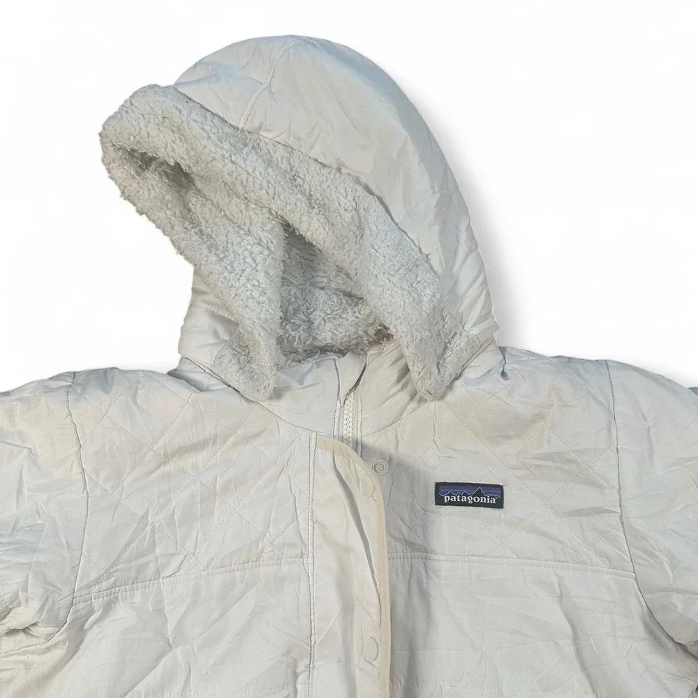 Patagonia Youth Kids White Down Reversible Sherpa Puffer Jacket XL